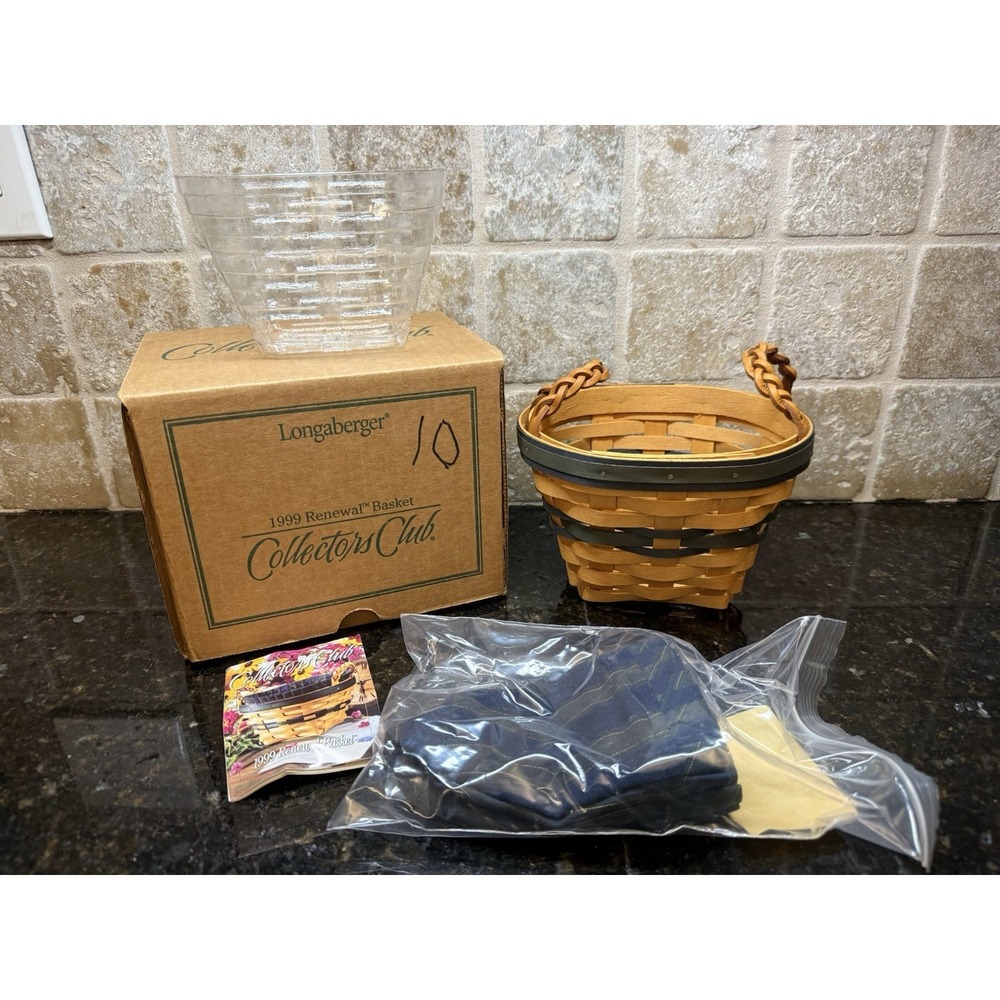Longaberger Collectors Club Renewal Basket 1999 Fabric & Plastic Liner NEW